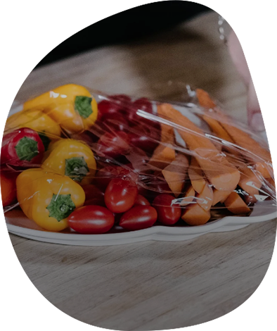 Involucro di plastica biodegradabile completo per cibo